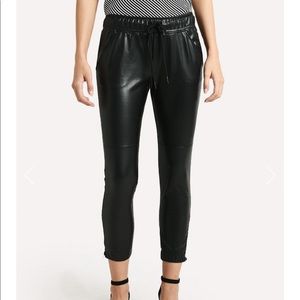 David Lerner Vegan Leather Ankle-zip Jogger